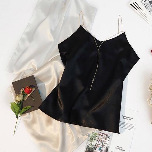 【网红同款 性感缎面链条吊带】韩版性感v领缎面链条内搭打底外穿小吊带 商品图3