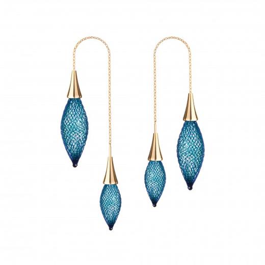 北京仓｜Vlum-Epineuse-Double 孔雀蓝 耳线［法国设计师］ 商品图0