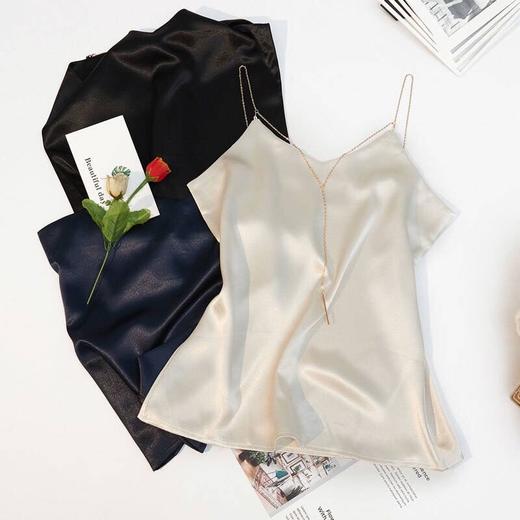 【网红同款 性感缎面链条吊带】韩版性感v领缎面链条内搭打底外穿小吊带 商品图2