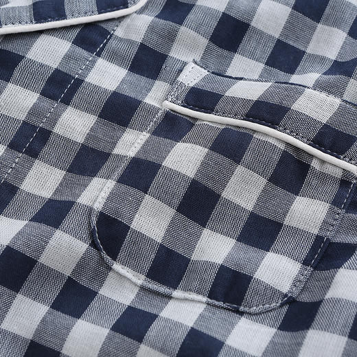 老米优品 / 无印代工厂出品！ 情侣款❤ 双层纱经典格短袖家居服 日式小格纹双层纱敲击透气的情侣款家居套装！ 商品图7