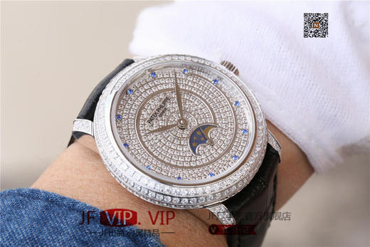 百达翡丽复杂功能系列4968女士手表。海鸥克隆组装215 PS LU手动机械机芯,33.3毫米直径，镶嵌施华洛世奇钻。 商品图8