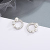 RSX-ES805日韩时尚气质贝珠满钻锆石耳钉几何耳环 商品缩略图1