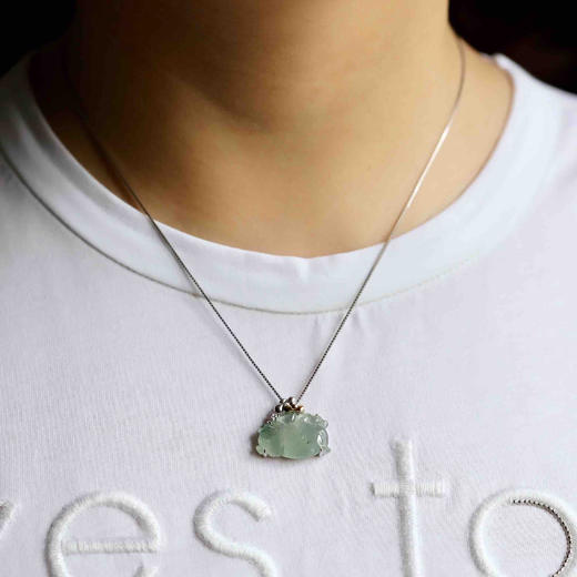 冰种飘花翡翠马上有钱18k白金钻石镶嵌 商品图8