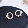 RSX-ES805日韩时尚气质贝珠满钻锆石耳钉几何耳环 商品缩略图3