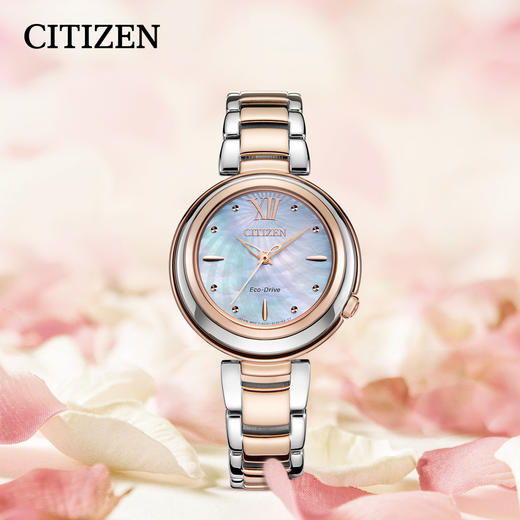 西铁城日本官方正品时尚潮流贝母盘光动能女表EM0335-51D 商品图1