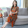 XY-8951-夏季中年妈妈装碎花真丝连衣裙 商品缩略图4