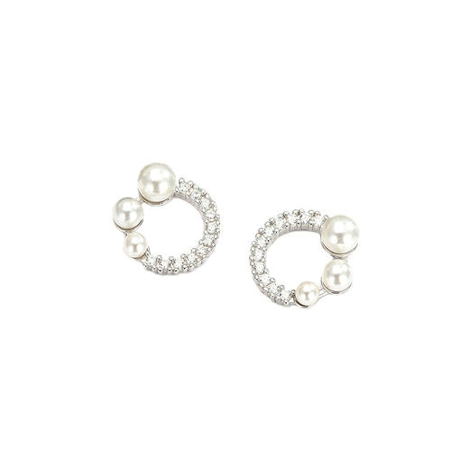 RSX-ES805日韩时尚气质贝珠满钻锆石耳钉几何耳环 商品图4