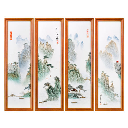 王锡良《千里江山》瓷板四条屏 货号126396