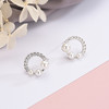 RSX-ES805日韩时尚气质贝珠满钻锆石耳钉几何耳环 商品缩略图0