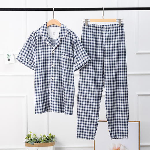 老米优品 / 无印代工厂出品！ 情侣款❤ 双层纱经典格短袖家居服 日式小格纹双层纱敲击透气的情侣款家居套装！ 商品图6