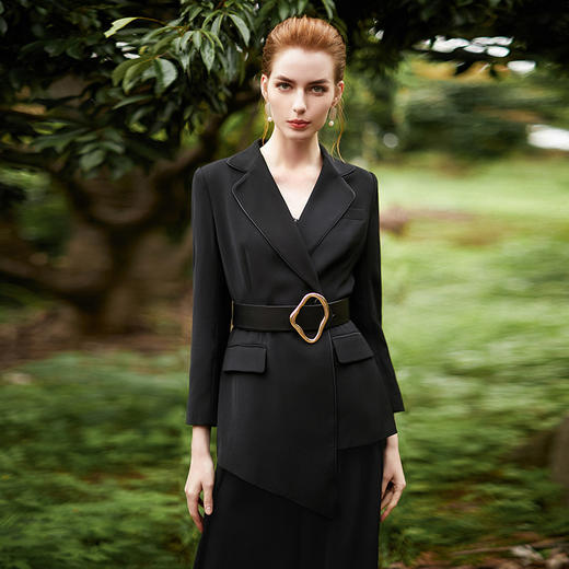 IWY/黑色正装职业装女不规则西装套装阔腿裤两件套欧美气质CP9307 商品图8