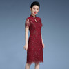 MY-92419新款时尚蕾丝短袖中长款宴会礼服改良旗袍连衣裙TZW 商品缩略图1
