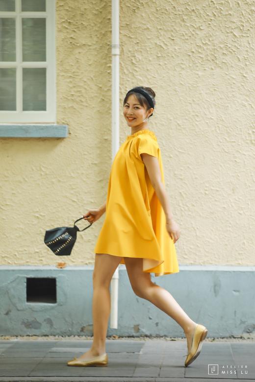 AtelierMissLu / Avery-流心黄褶领连身裙 商品图1