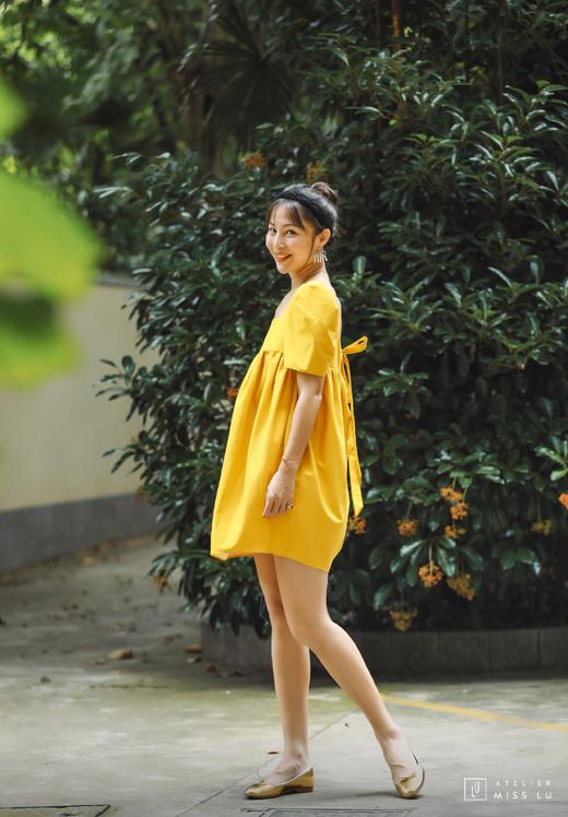 AtelierMissLu / Olivia-流心黄方领蓬蓬袖连身裙 商品图2