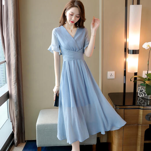 韩版夏季新款时尚显瘦甜美修身女装雪纺连衣裙jy99109