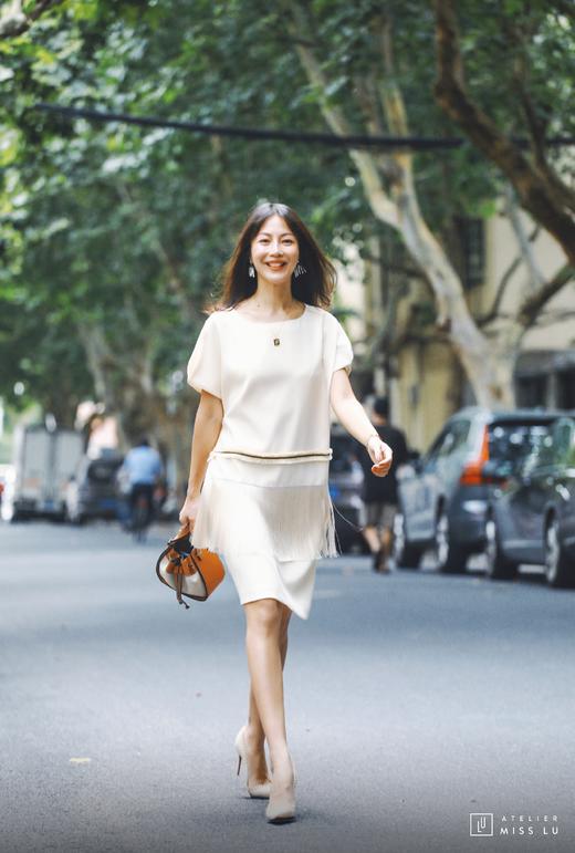 AtelierMissLu / Elisha-珍珠白流苏连身裙 商品图0