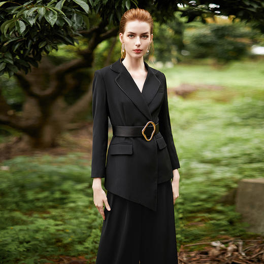 IWY/黑色正装职业装女不规则西装套装阔腿裤两件套欧美气质CP9307 商品图7