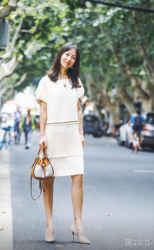 AtelierMissLu / Elisha-珍珠白流苏连身裙 商品图8