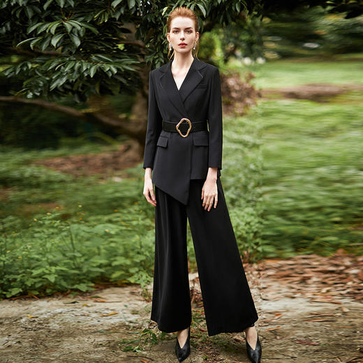 IWY/黑色正装职业装女不规则西装套装阔腿裤两件套欧美气质CP9307 商品图4