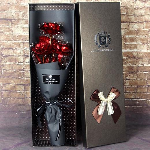 七夕情人节生日礼物女生金玫瑰花金箔玫瑰花束礼盒结婚送老婆女友 商品图2