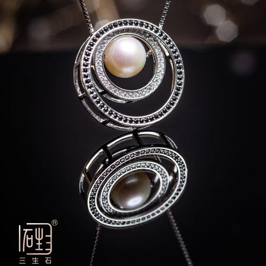 情侣同心缘创意珍珠项链 黑石款\磨砂款 商品图4