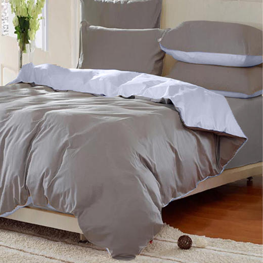 【套装】灰色AB面全棉贡缎四件套+夏季被芯套装 商品图0