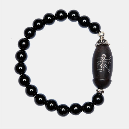 药师佛黑玛瑙手串 健康平安长寿 紫光檀镶嵌种子字  925银配件 西藏祝福礼物 商品图5