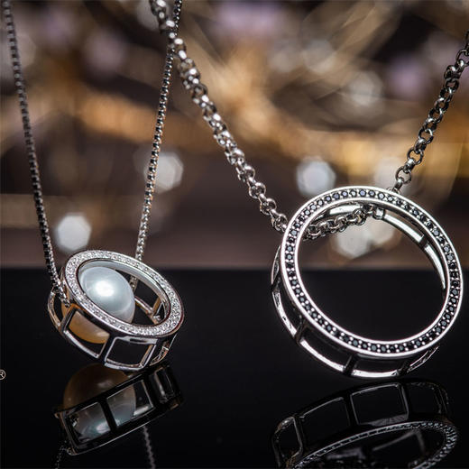 情侣同心缘创意珍珠项链 黑石款\磨砂款 商品图3