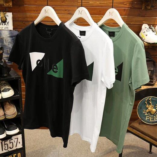 欧洲站短袖t恤男大码印花体恤丝光棉圆领半截半袖衫修身2019新款 商品图5