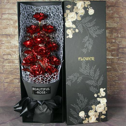 七夕情人节生日礼物女生金玫瑰花金箔玫瑰花束礼盒结婚送老婆女友 商品图1