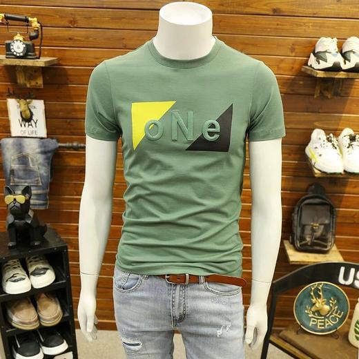 欧洲站短袖t恤男大码印花体恤丝光棉圆领半截半袖衫修身2019新款 商品图4