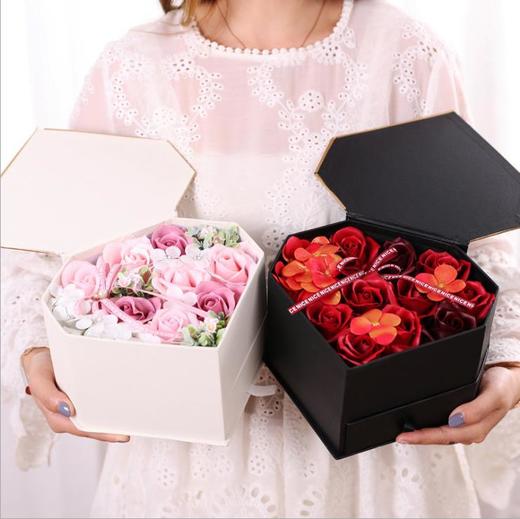 礼物手工香皂花礼盒玫瑰花心形项链首饰心形套装情人节礼物送女友闺蜜