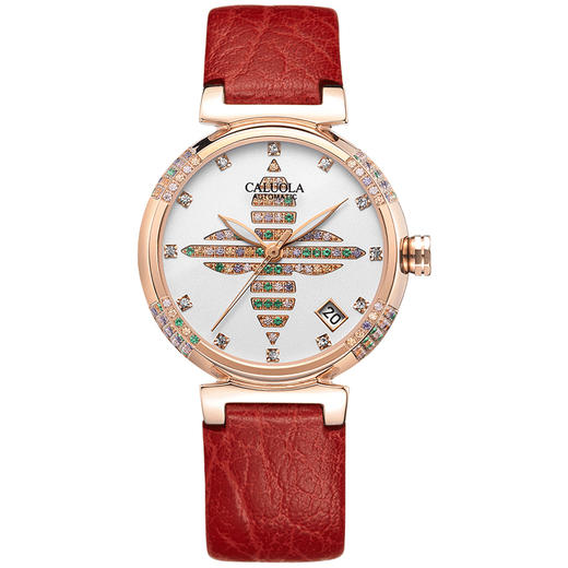 卡罗莱女士手表女表时尚全自动机械表四叶草紫色防水镶钻 CA1186ML 商品图3