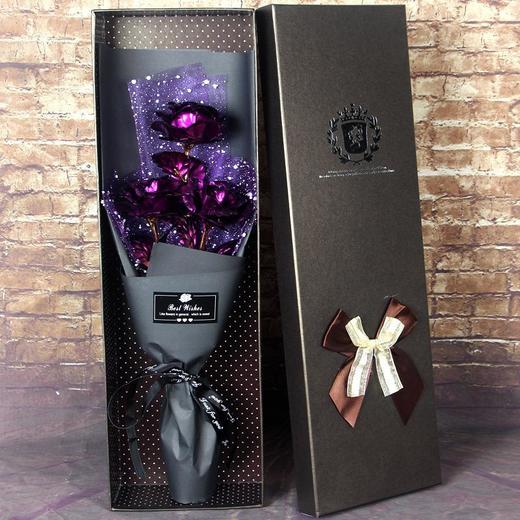 七夕情人节生日礼物女生金玫瑰花金箔玫瑰花束礼盒结婚送老婆女友 商品图3