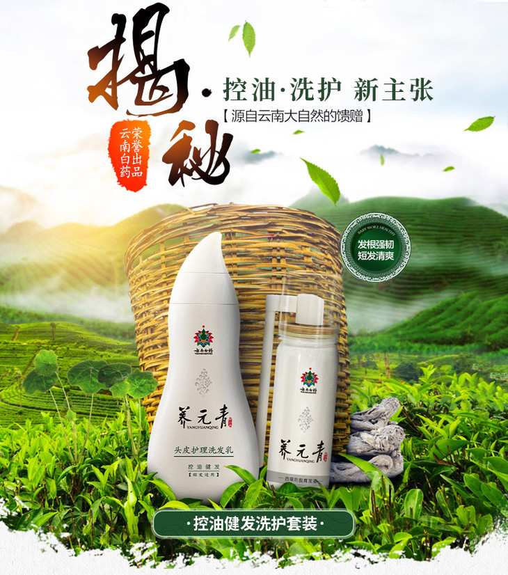 洗发水云南白药养元青控油健发洗发水210ml60ml套装控油防脱发掉发