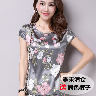 SY 1 真丝上衣女2019新款短袖t恤夏桑蚕丝处理清仓 商品图3