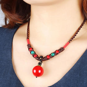 MSZR-6554新款手工红色锁骨链项链毛衣链TZW