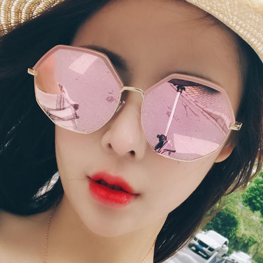 多边形太阳镜女韩版潮复古原宿风墨镜时尚网红款眼镜圆脸防紫外线 商品图5