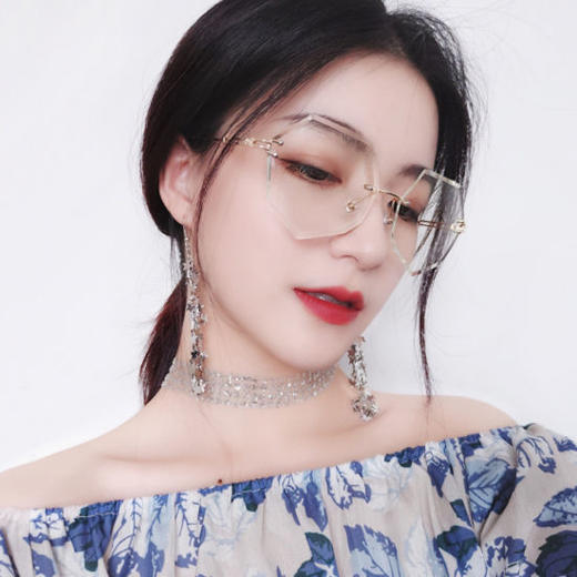 网红街拍链条墨镜女2019新款韩版潮近视防紫外线太阳眼镜平光镜女 商品图7