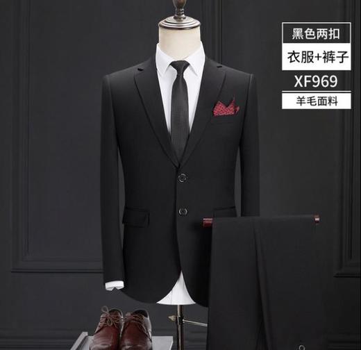 【服饰鞋包】西服套装男士羊毛新款商务休闲西装两件套正装婚礼伴郎服韩版修身 商品图0
