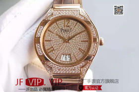 TF伯爵POLO满天星系列 进口9015自动机械机芯，原装扣，精钢表壳上以及表盘里全部人工镶嵌锆石，男表，透底，小牛皮表带