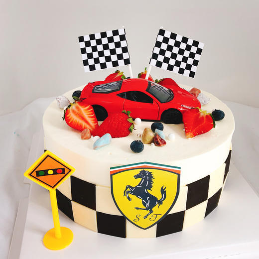 超跑汽车豪车蛋糕白色