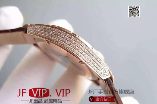 TF伯爵POLO满天星系列 进口9015自动机械机芯，原装扣，精钢表壳上以及表盘里全部人工镶嵌锆石，男表，透底，小牛皮表带 商品图4