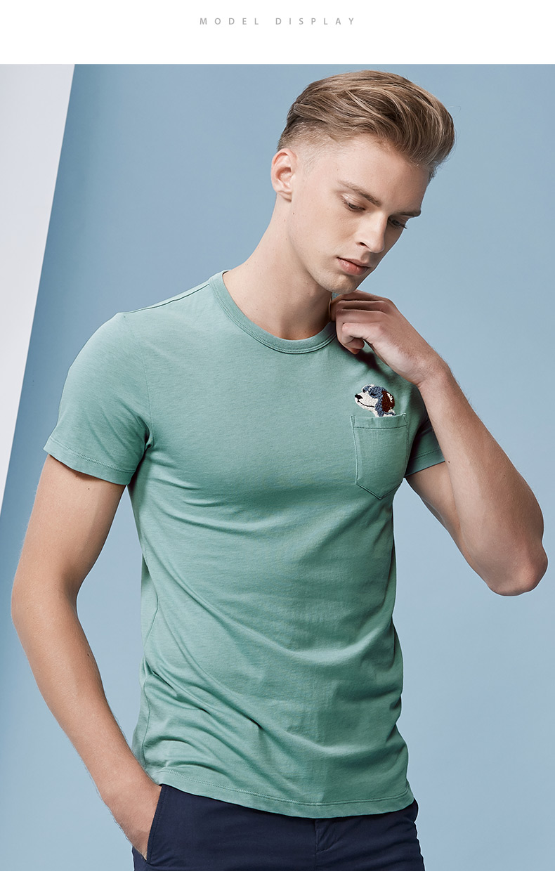 hazzys哈吉斯短袖纯棉t恤男圆领男士夏季新款上衣修身潮流男装