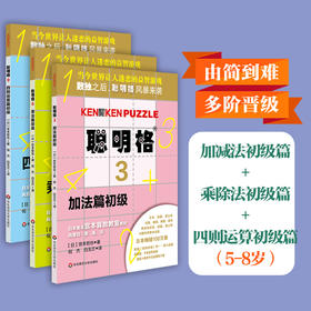 聪明格初级篇共3册 加法+乘法+四则运算 包含四则运算演算心算升级版数独 逻辑思维训练工具 小学段适用5-8岁