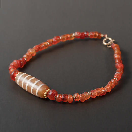 镶蚀红玉髓线珠西亚高古红玛瑙手串