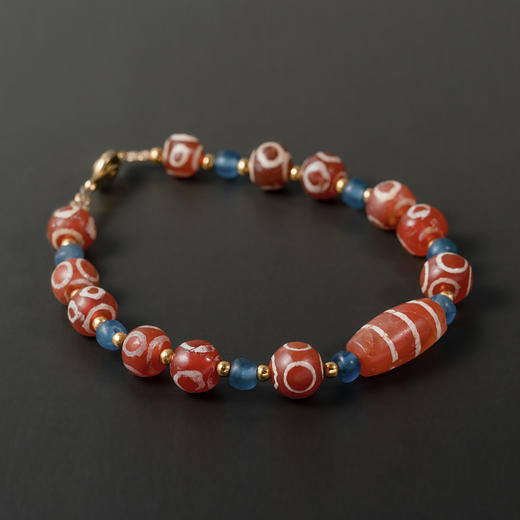 镶蚀红玉髓“六合眼纹珠”手串 商品图0