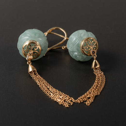 清代翡翠玲珑珠"仙云"耳环 - 洪艺宁古代珠宝工作室