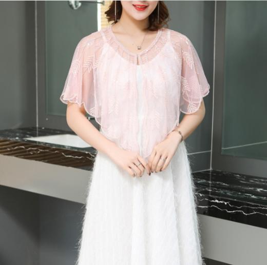 HT 081大码外搭开衫短外套蕾丝钉珠小披肩防晒衫薄 商品图1