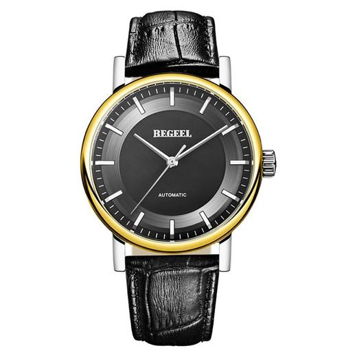 BEGEEL/宾爵 商务经典牛皮带防水全自动机械表男士手表 B73204MAJPY带授权招加盟代理 商品图5